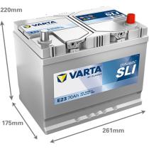 VARTA E23 - BATERIA 12V 70AH 630A +D 261X175X22